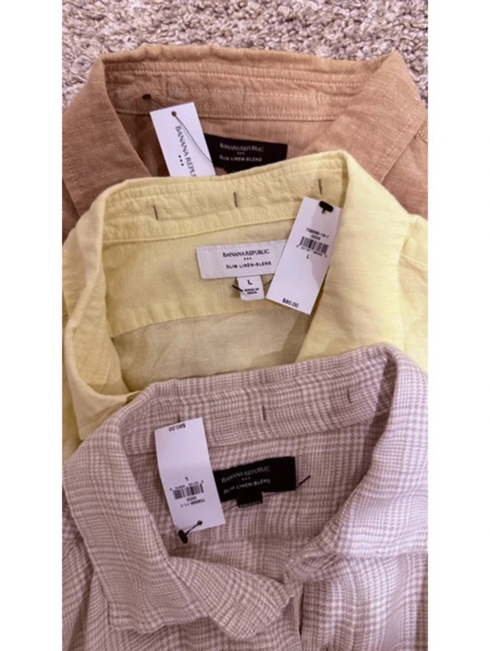 Banana Republic Linen Shirt Lot 7 L Slim 3 NWT